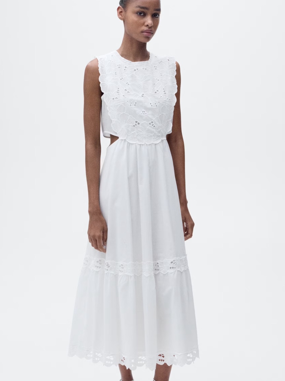 NWT!! Size 4 White Eyelet Cutout Midi Dress